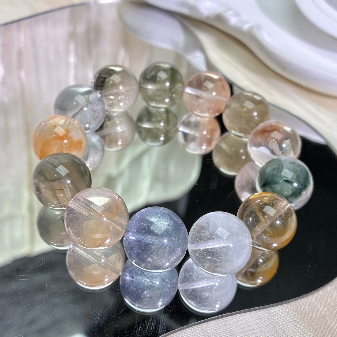 Rutilated Quartz Set – Blue, Silver, Copper & Grey