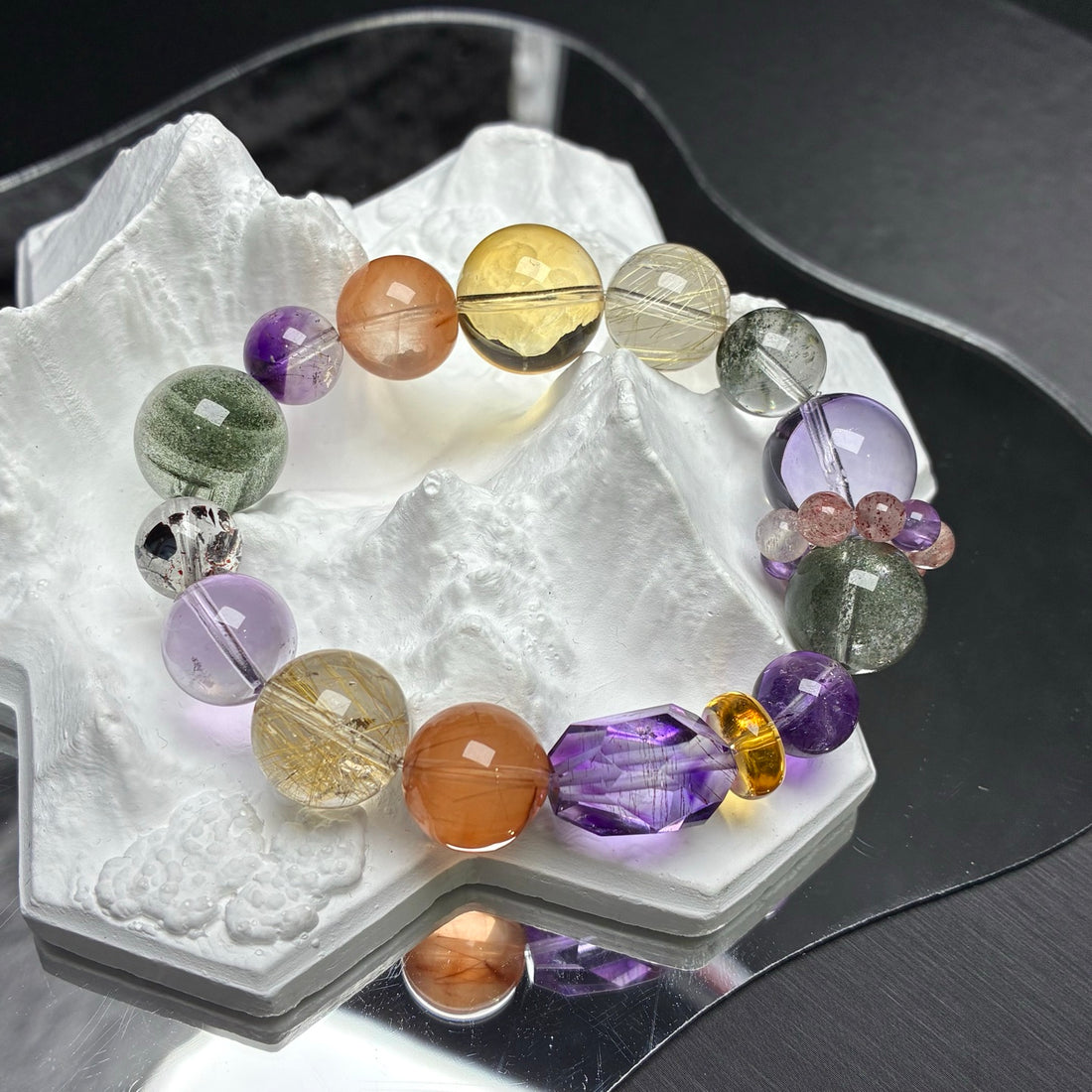 Super Seven & Multi Crystal Bracelet – Amethyst, Rutilated Quartz & Phantom Quartz