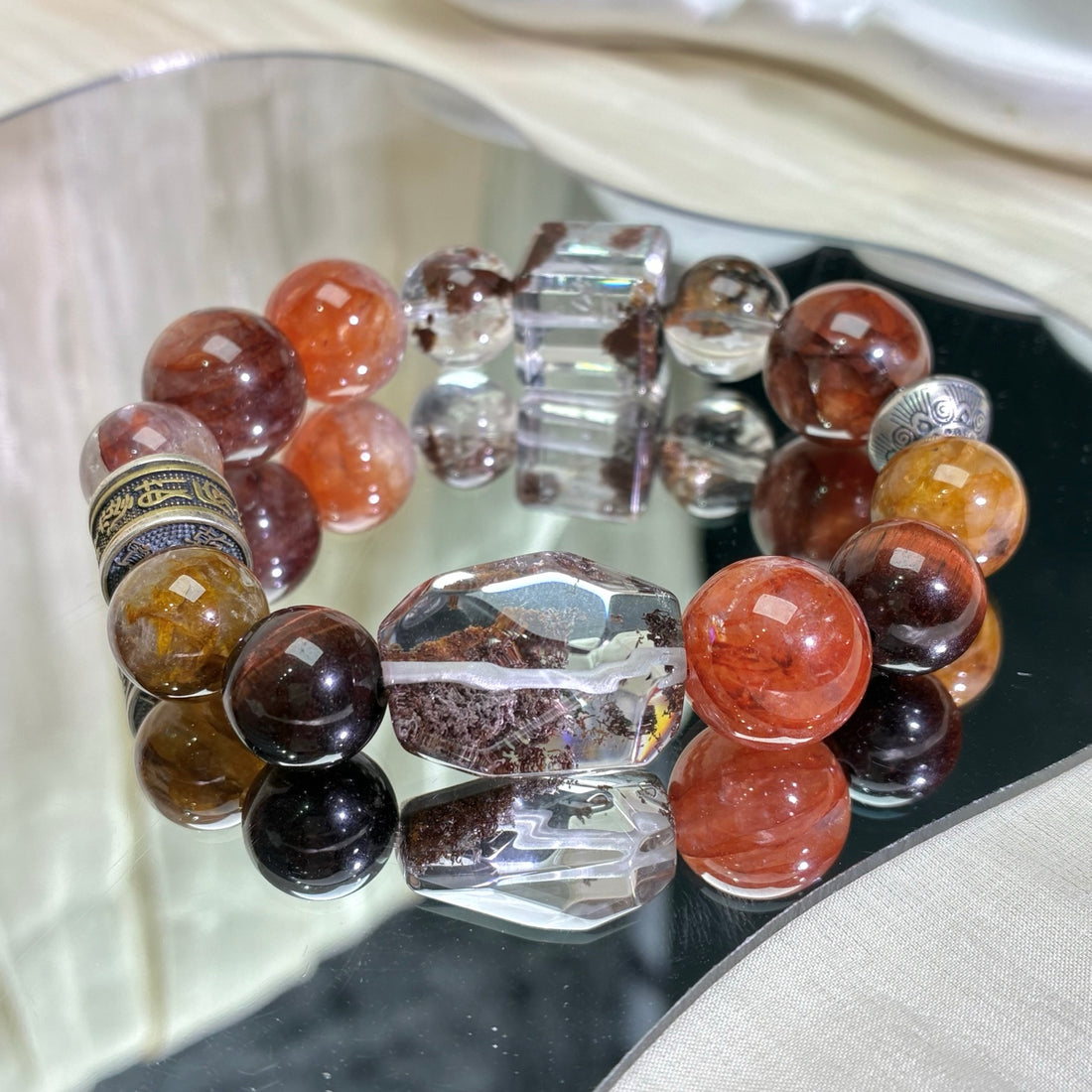 Energy Booster Crystal Bracelet – Super Seven, Red Phantom & Tiger’s Eye